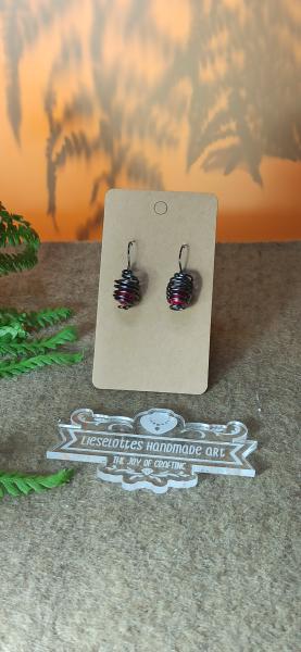 Ohrhänger Kupfer Kokon-Spirale mit Perle perlmutt-rot 2